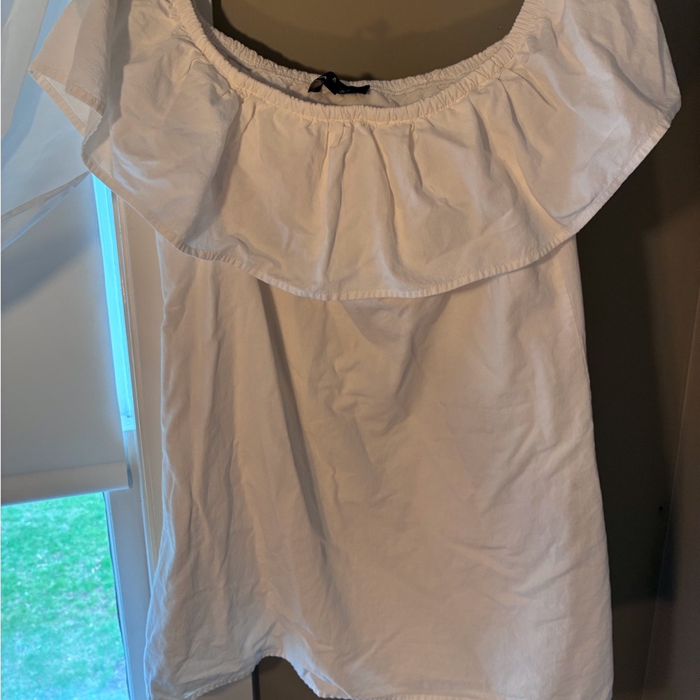 Lulu's White Off-the-Shoulder Ruffle Swing Top - Picture 2 of 3